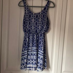 Blue and White Printed Dress